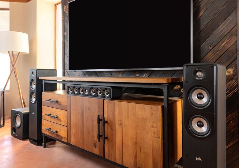 Signature Elite home theater system set up in a TV Room