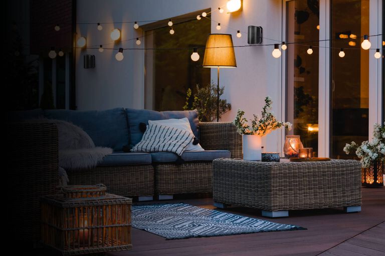 Atrium speakers on a patio