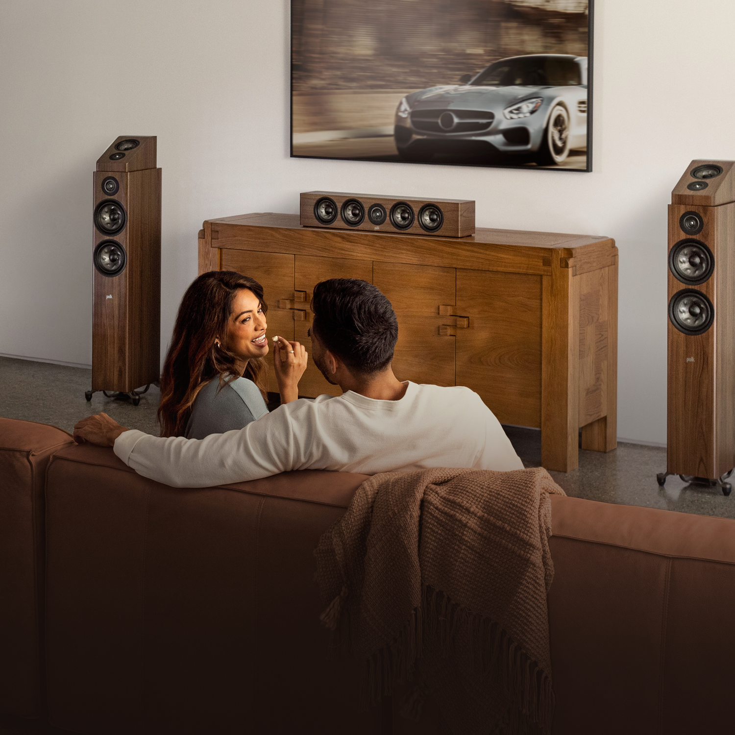A couple watching TV