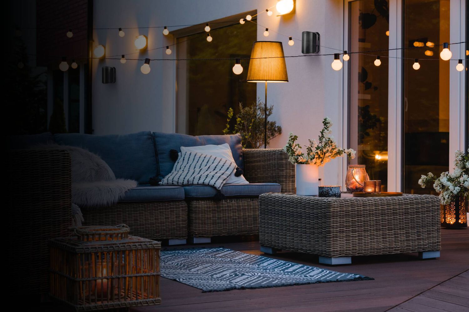 Atrium speakers on a patio