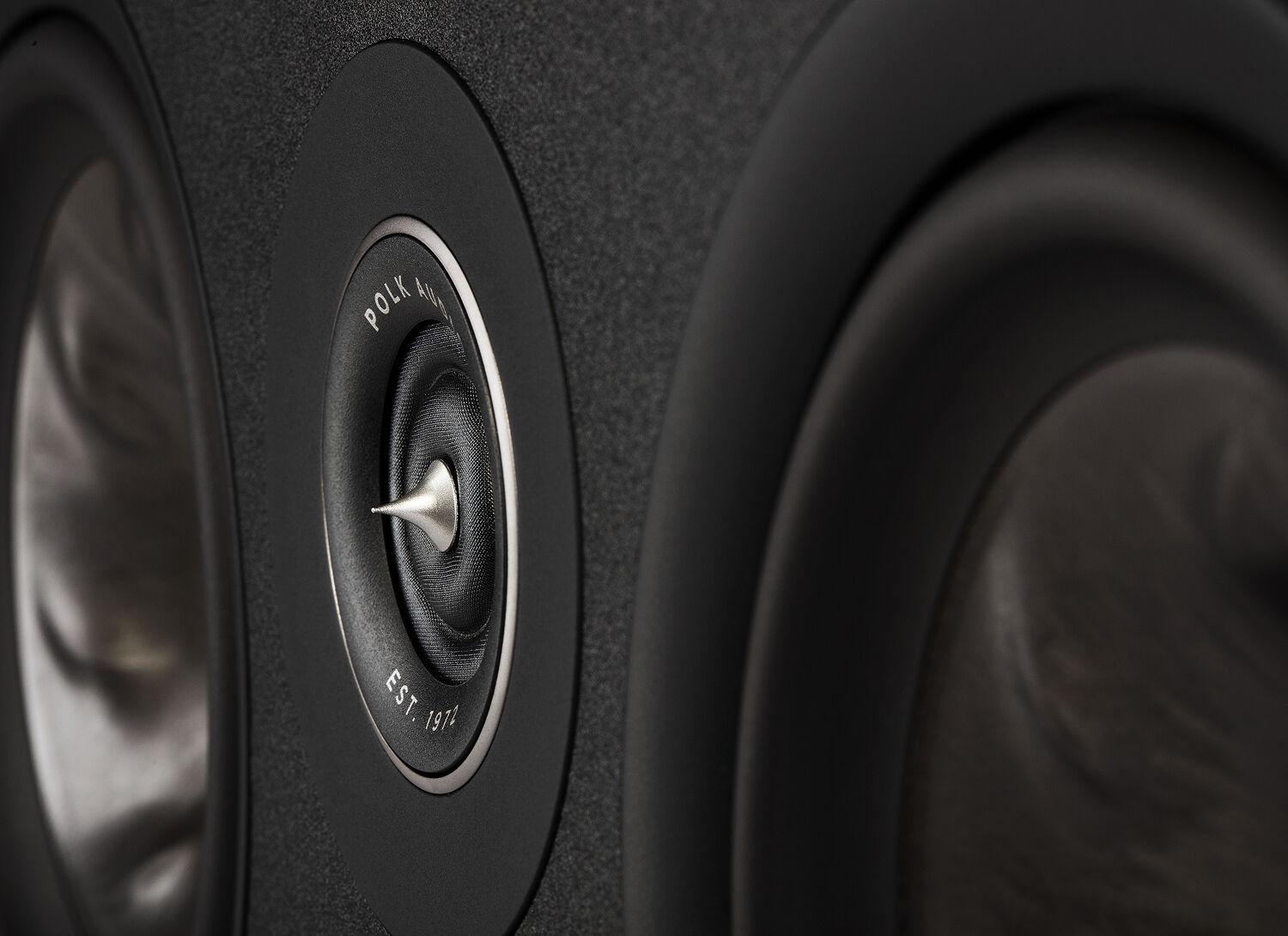 Close up of the drivers on a center channel speaker
