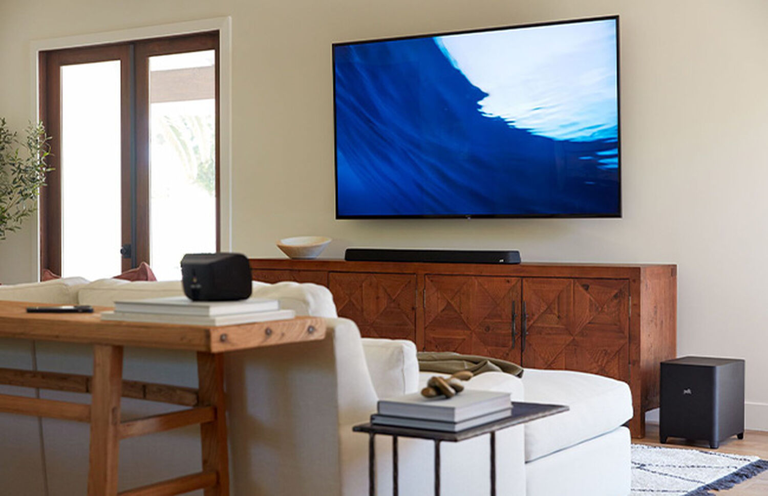 Magnifi Max AX SR set up in a living room